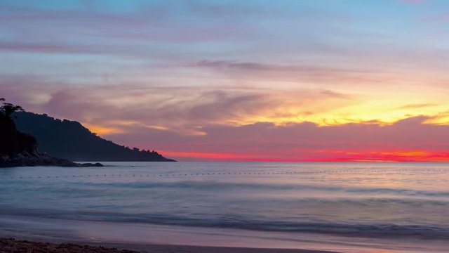 kata karon night illumination coastline beach panorama 4k tim elapse thailand
