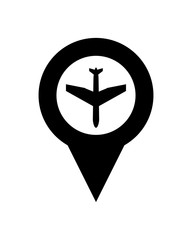 flat design gps map pointer and airplane icon vector illustration