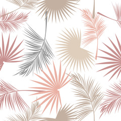 Fototapeta na wymiar Leaves of palm tree seamless pattern 
