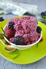 Summer cold dessert - ice cream diet of yogurt and berries