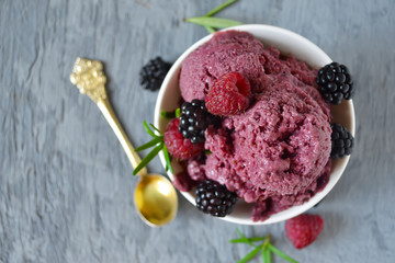 Summer cold dessert - ice cream diet of yogurt and berries