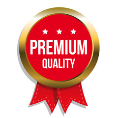 Premium quality gold badge with ribbon