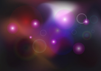 Vector abstract dark background blurry. A drop of water. Colored bubbles. Bokeh effect. Translucent circles.