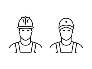 Set of builders line icons
