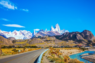 The sunny autumn day in Patagonia - obrazy, fototapety, plakaty