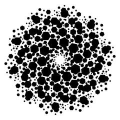 Mandala with sacred geometry symbols and elements. Alchemy, religion, philosophy, astrology and spirituality themes. Magic abstract sign. Geometric shapes. Black and white.