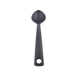 Black spoon on white background