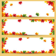 Autumn banners with maple leaves background