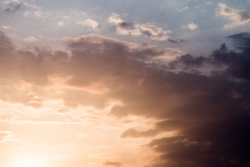 colorful dramatic sky with cloud at sunset