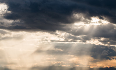 colorful dramatic sky with cloud at sunset