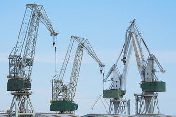 Fototapeta na wymiar Giant Shipyard Cranes