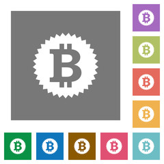 Bitcoin sticker square flat icons