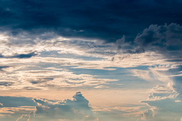 colorful dramatic sky with cloud at sunset