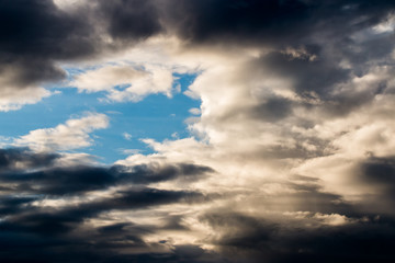 colorful dramatic sky with cloud at sunset