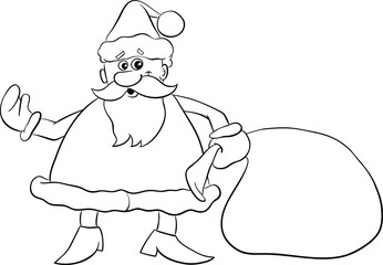 santa with bag coloring book