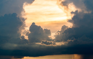 colorful dramatic sky with cloud at sunset