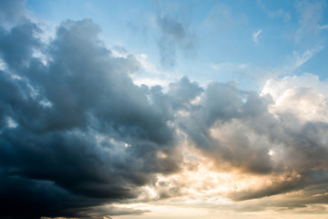 colorful dramatic sky with cloud at sunset