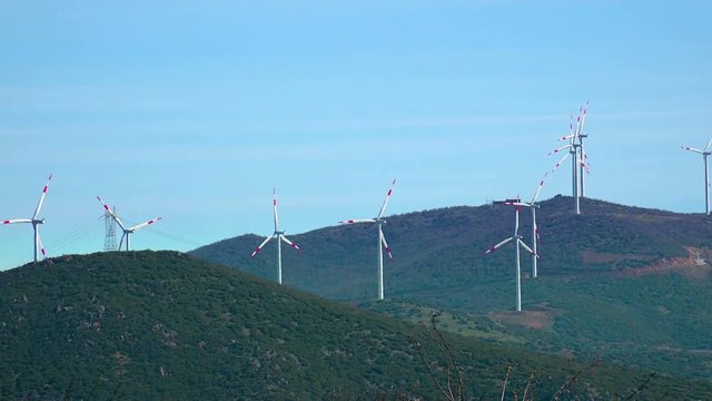 Wind energy turbines, renewable electric energy source. Raw 