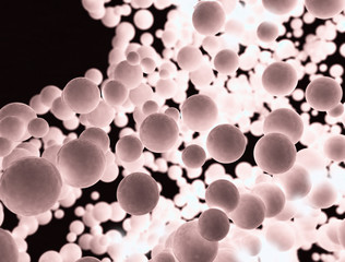 Abstract group of glowing spheres 3d illustration