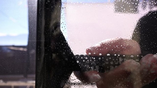 Cleaning the window 