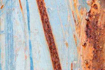 A background of peeling paint and rusty old metal