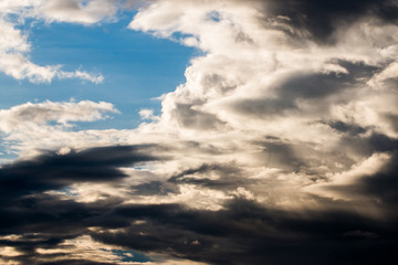colorful dramatic sky with cloud at sunset