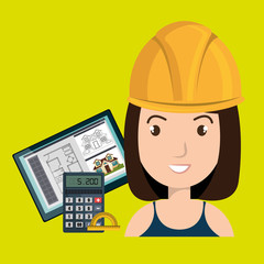 woman architect protractor vector illustration icon eps 10