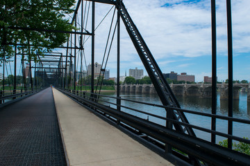 Walnut Street Bridge In Harrisburg, Pennsylvania Leading to City