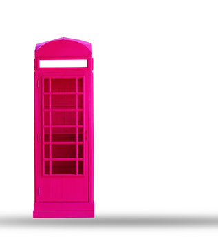 pink phone booth (isolated on white and clipping path)