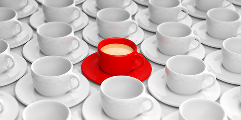 Cups of coffee background 3d illustration	