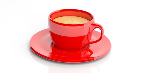 Cup of coffee on white background. 3d illustration	