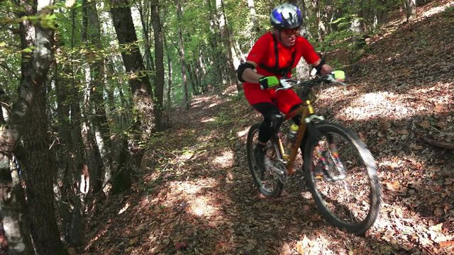 Downhill on mountain bike compilation of 4 steadicam 