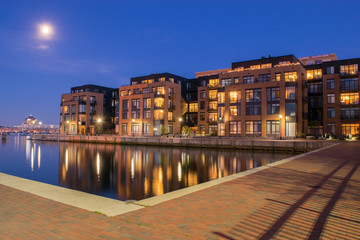 Fototapeta premium Apartment Buildings in The Inner Harbor Area in Baltimore, Maryl