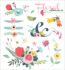 Vintage flower elements