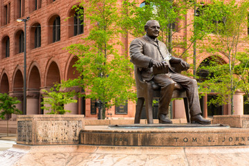 Tom Johnson statue (created in 1916) on Public Square, commemorating Cleveland's popular mayor, 1901-1909