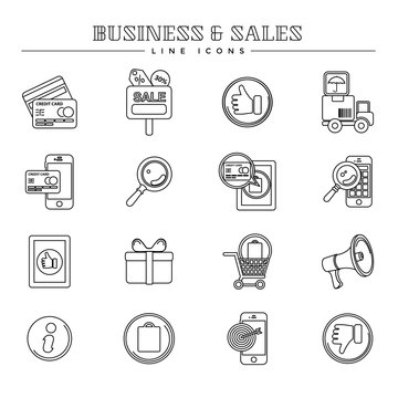 Business and sales, line icons set