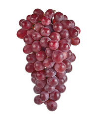 A cluster of red grapes isolated on white background