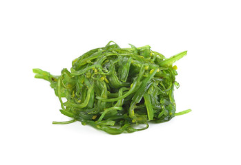 Seasoning seaweed on white background