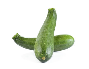 Pair of fresh green zucchini isolated on white background