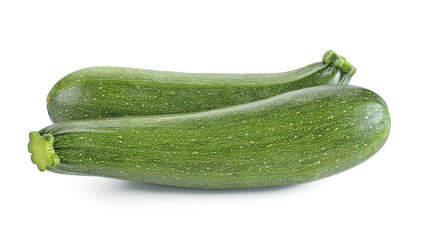 Pair of fresh green zucchini isolated on white background