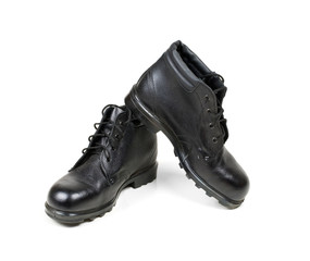 new black men's boots isolated on white background