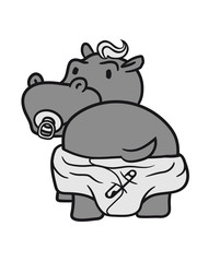 nappy pacifier toddler funny comic dick happy cartoon sweet little cute baby hippopotamus child