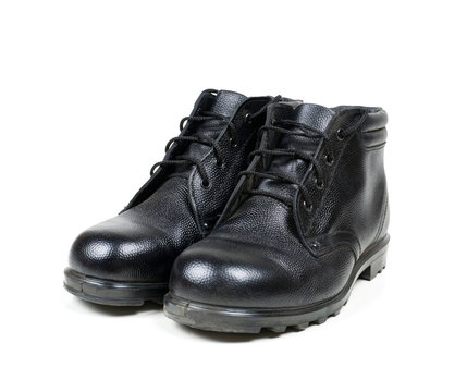 new black men's boots isolated on white background