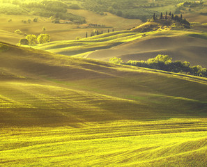 Tuscan autumn landscape,retro colors, vintage