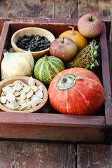 Autumn vegetables and fruits