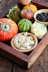 Autumn vegetables and fruits