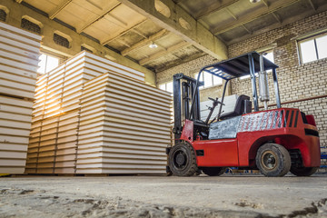Inside the large warehouse.