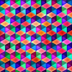 Raster Seamless Multicolor Cubes Pattern
