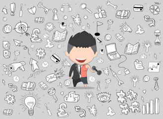 Vector illustration of a happy face businessman on icon business