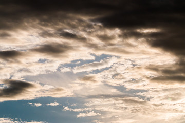 colorful dramatic sky with cloud at sunset
